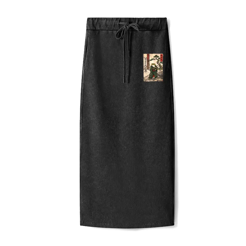 Kyoto-Lion Samurai Frog Training Washed Terry Skirt