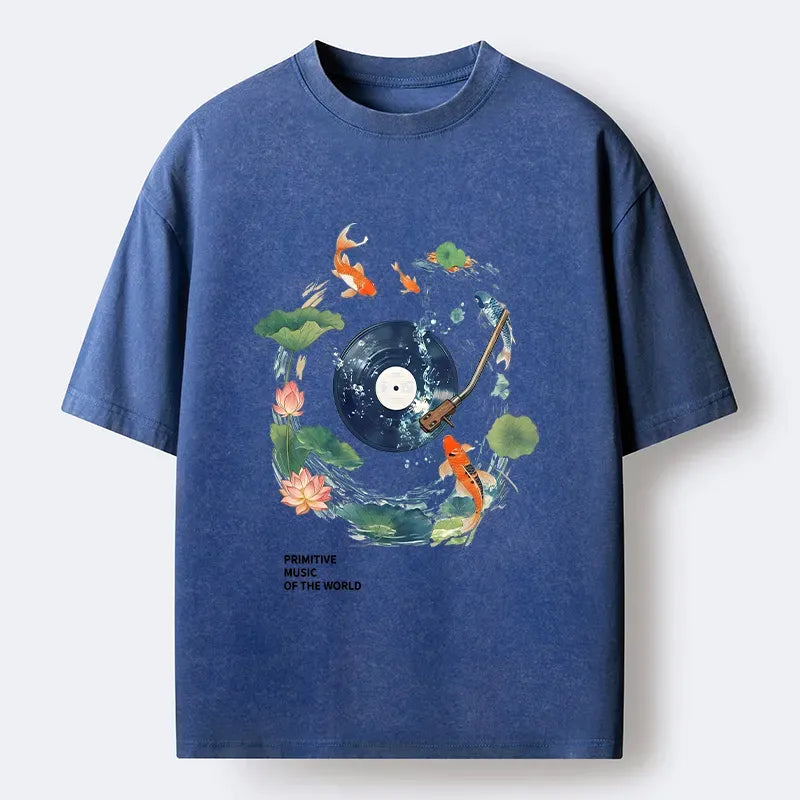 Kyoto-Lion Underwater Record Washed T-Shirt