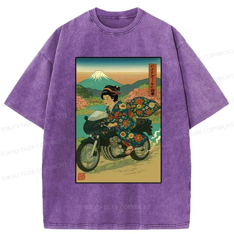 Japanese Geisha Motorcycle T-Shirt for Gift