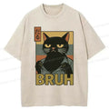 Black Cat Washed T-Shirt for Daily Wear
