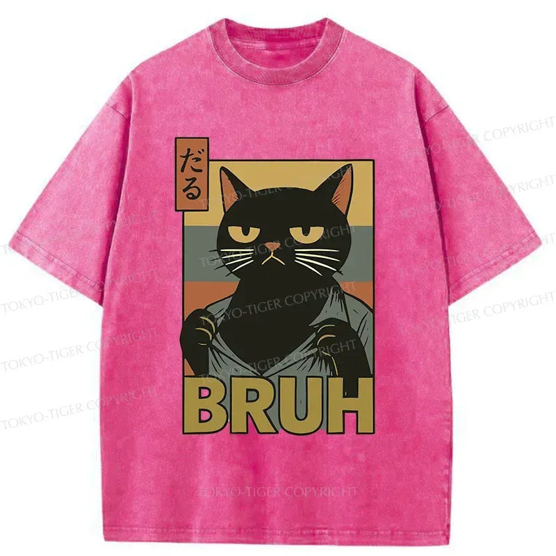 Japanese Vintage Black Cat T-Shirt for Streetwear