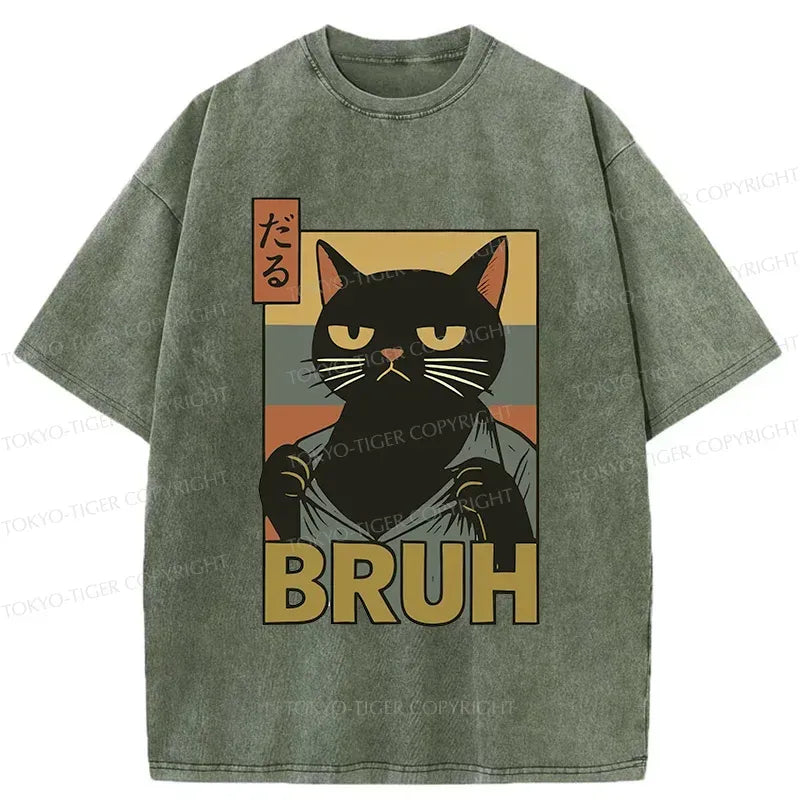 Japanese Vintage Black Cat T-Shirt for Streetwear