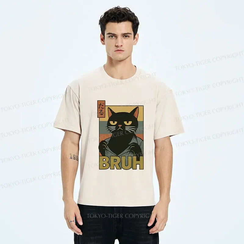 Japanese Vintage Black Cat T-Shirt for Streetwear