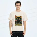 Japanese Vintage Black Cat T-Shirt for Streetwear