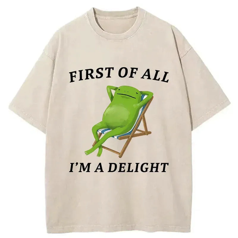 Washed Frog T-Shirt Casual Streetwear