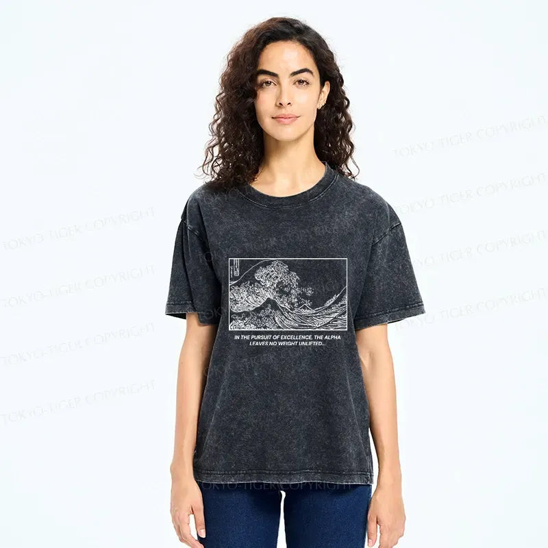Kyoto-Lion Great Wave Washed T-Shirt