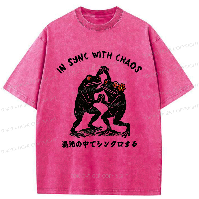 Kyoto-Lion Dancing Frogs:In Sync With Chaos Washed T-Shirt
