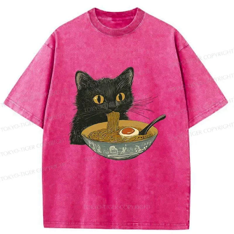 Japanese cat ramen t-shirt for daily wear