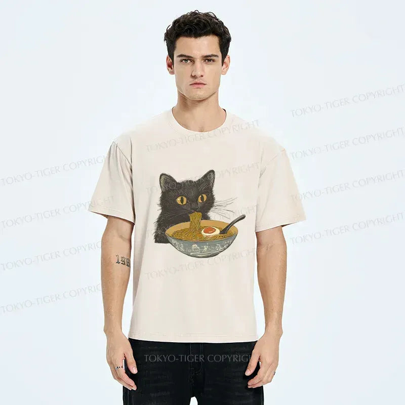Japanese cat ramen t-shirt for daily wear