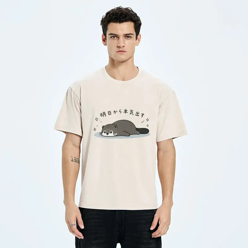 Japanese vintage washed t-shirt for daily wear