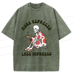 Skeleton Drinking Coffee Vintage Tee
