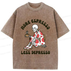 Skeleton Drinking Coffee Vintage Tee
