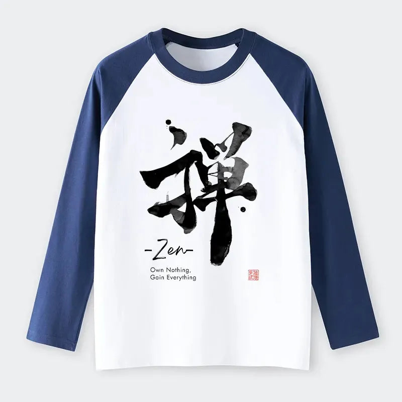 Kyoto-Lion Zen Texts Raglan Long Sleeve T-shirt