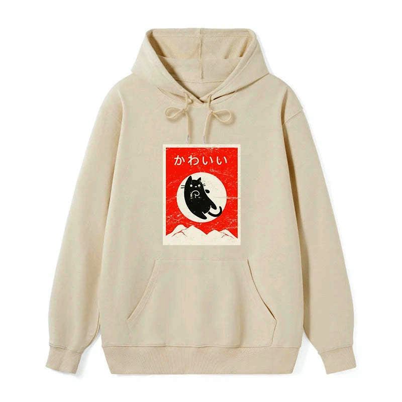 Kyoto-Lion Cute Black Cat Japanese Classic Hoodie