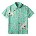 Kyoto-Lion Cranes And Sakura Button-up Shirt