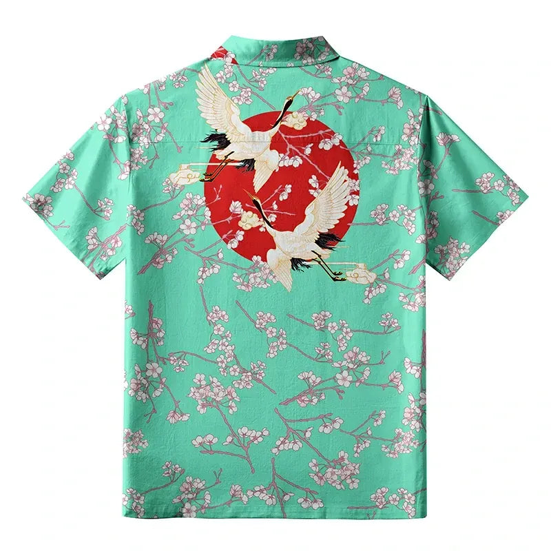 Japanese Sakura Cranes Button-up Shirt
