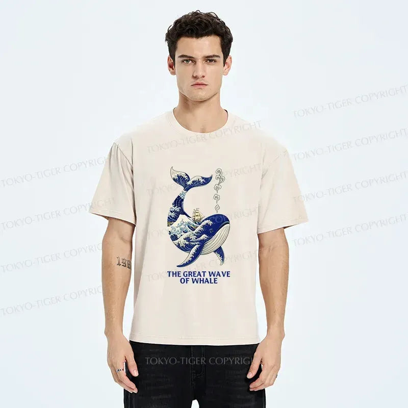 Japanese Ukiyoe Whale T-Shirt on Sale