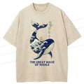 Japanese Ukiyoe Whale T-Shirt on Sale