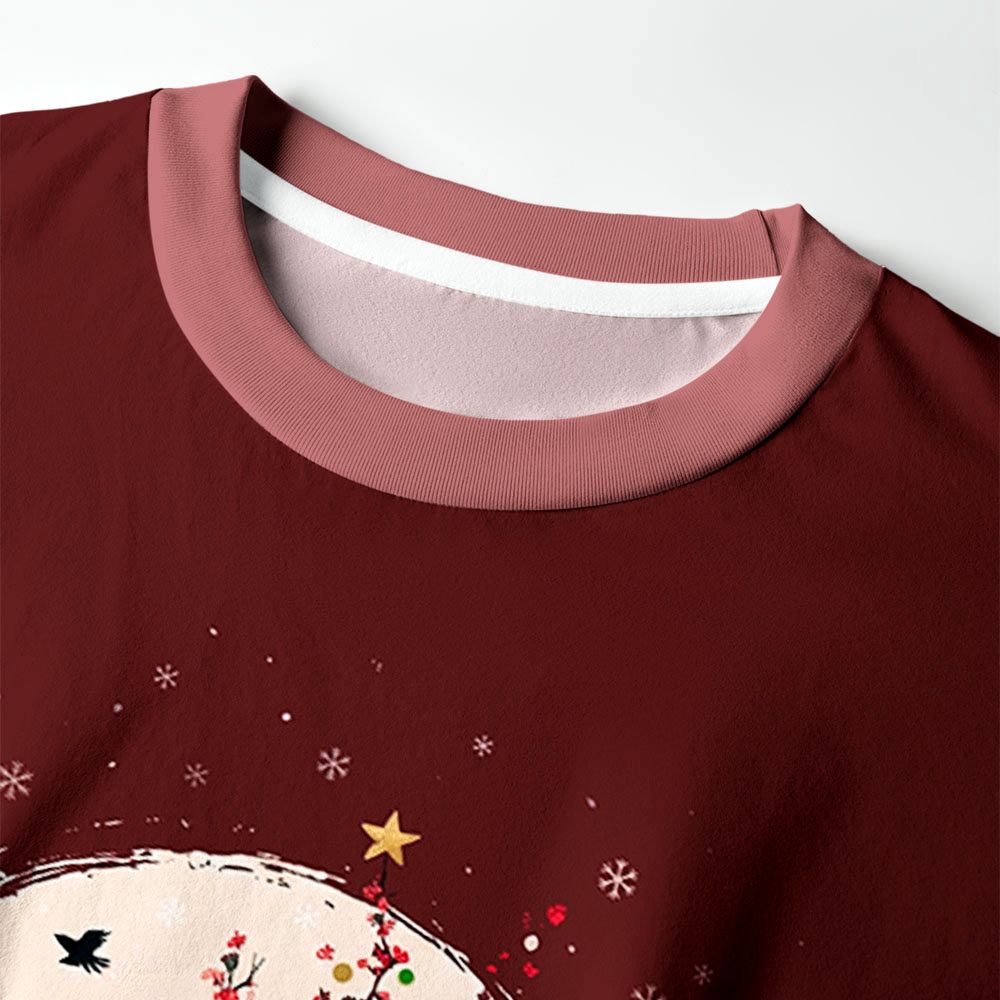 Kyoto-Lion Winter Plum Resilience Eco-Friendly Long Sleeve T-Shirt