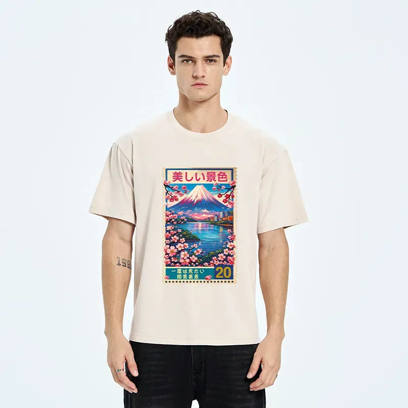 Kyoto-Lion Springtime Scenery Washed T-Shirt