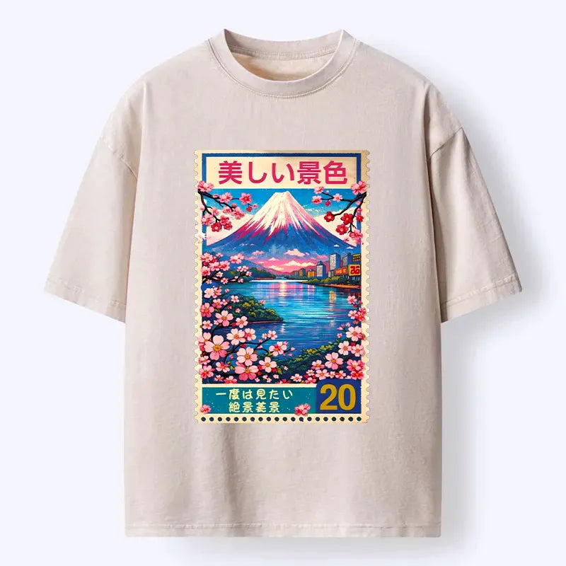 Japanese Spring Scenery Washed T-Shirt