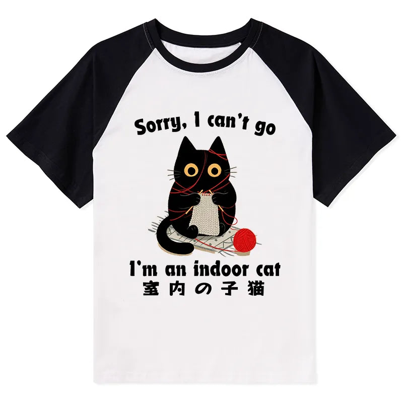 Kyoto-Lion Indoor Cat Meme Raglan T-shirt