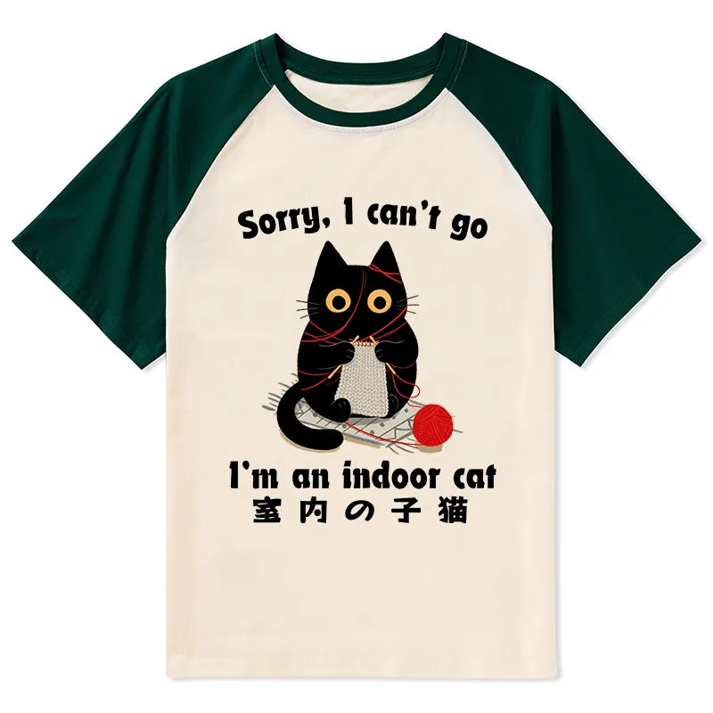 Kyoto-Lion Indoor Cat Meme Raglan T-shirt