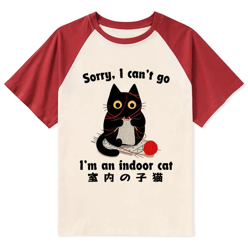 Kyoto-Lion Indoor Cat Meme Raglan T-shirt
