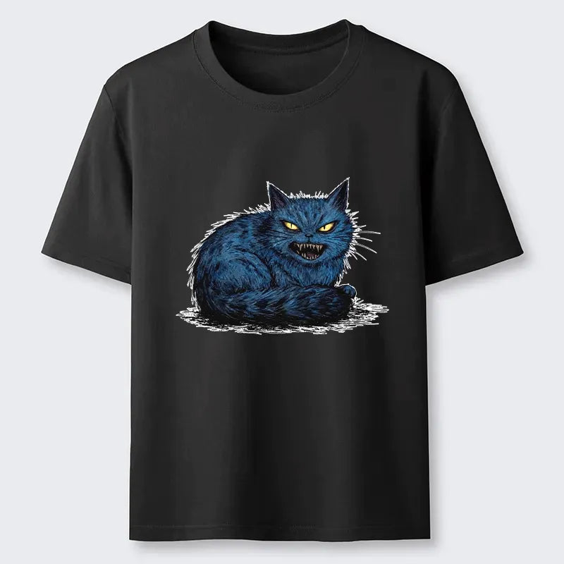 Fierce Blue Cat Japanese Art T-Shirt