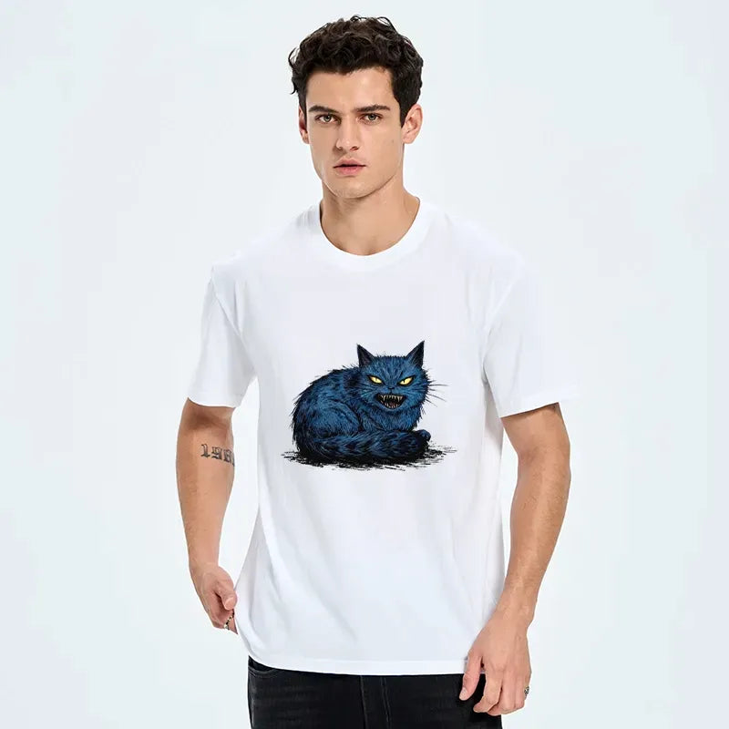 Fierce Blue Cat Japanese Art T-Shirt