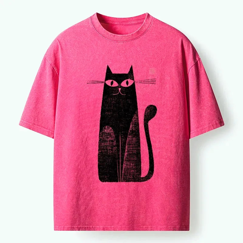 Retro Washed Japanese Cat T-Shirt