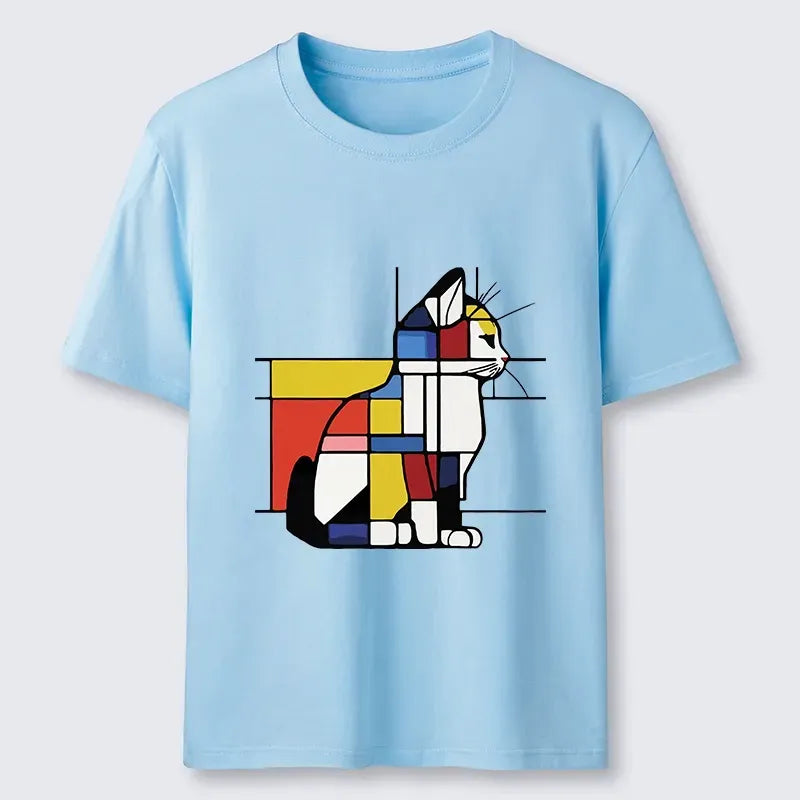 Kyoto-Lion Geometric Cat Art In Primary Colors Classic T-Shirt