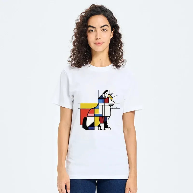 Kyoto-Lion Geometric Cat Art In Primary Colors Classic T-Shirt