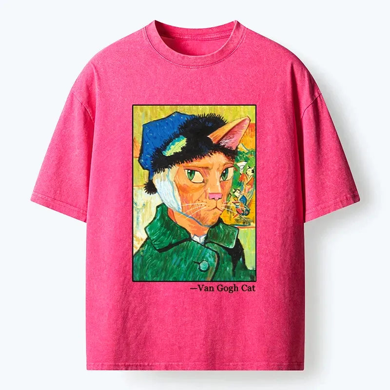 Kyoto-Lion Cat With A Bandage Like Van Gogh Washed T-Shirt