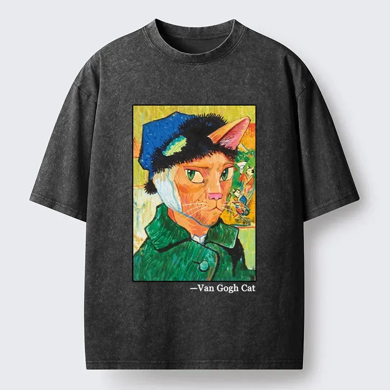 Van Gogh Cat T-Shirt for Summer