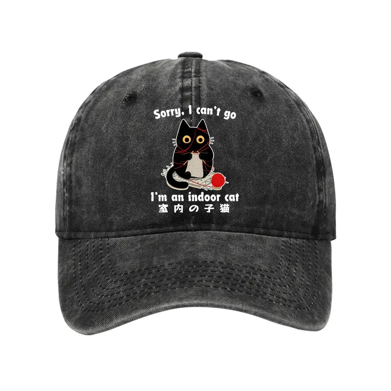 Kyoto-Lion Indoor Cat Meme Washed Cap
