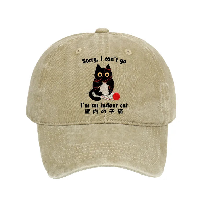 Kyoto-Lion Indoor Cat Meme Washed Cap