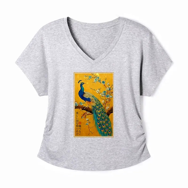 Ukiyo-e Dolman Sleeve Tee for Daily Wear