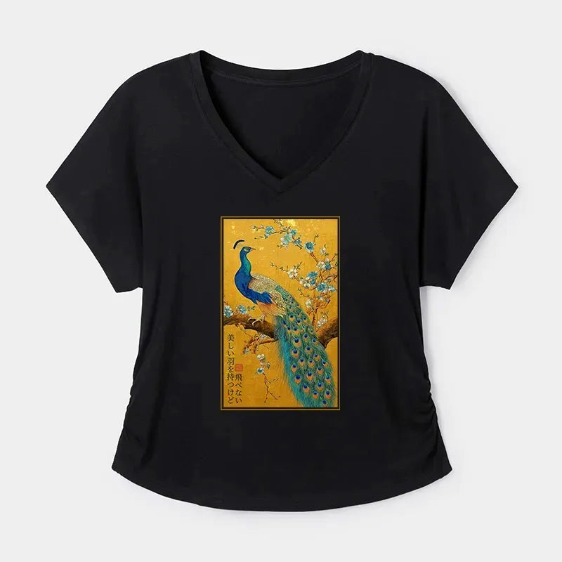 Ukiyo-e Dolman Sleeve Tee for Daily Wear