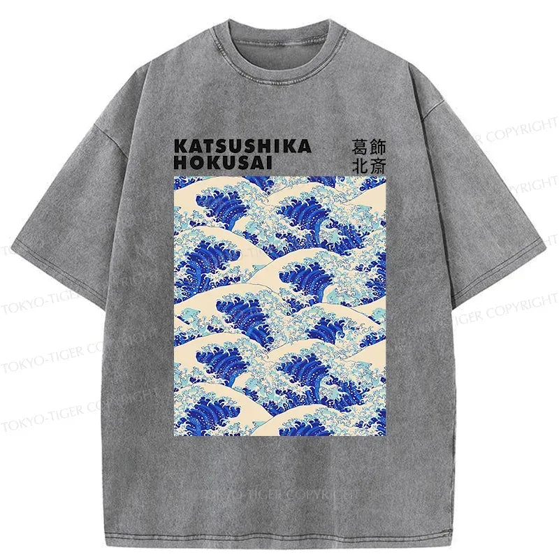 Japanese Ukiyo-e Wave Washed T-Shirt