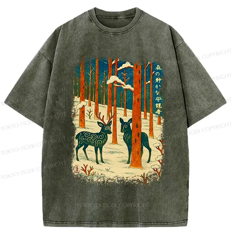 Kyoto-Lion The Forest's Honorable Guardian Washed T-Shirt