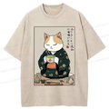 Kyoto-Lion Cat Tea Ceremony: Little Things Mean A Lot Washed T-Shirt