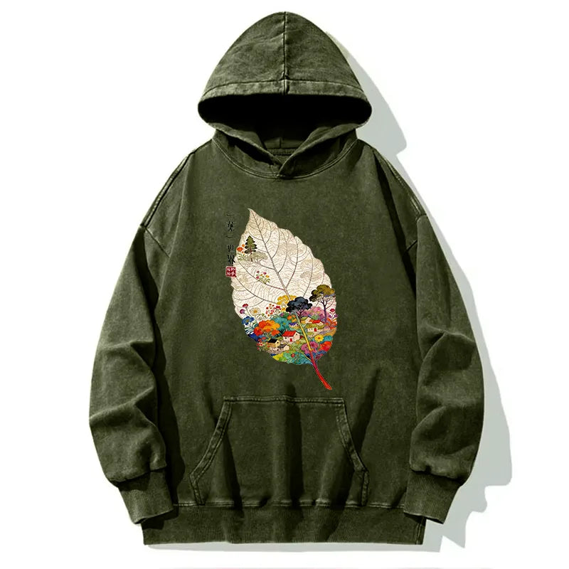 Kyoto-Lion One Leaf Holds A Tiny Colorful Washed Hoodie