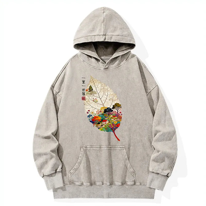 Kyoto-Lion One Leaf Holds A Tiny Colorful Washed Hoodie