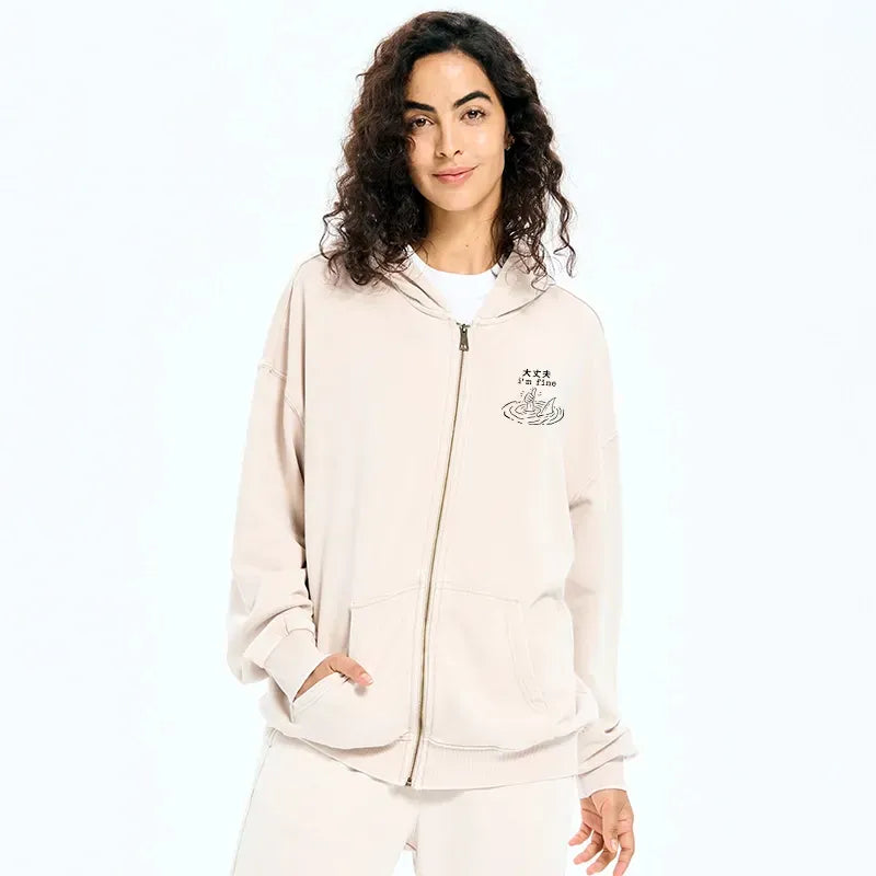 Kyoto-Lion People In Danger Washed Zip Hoodie