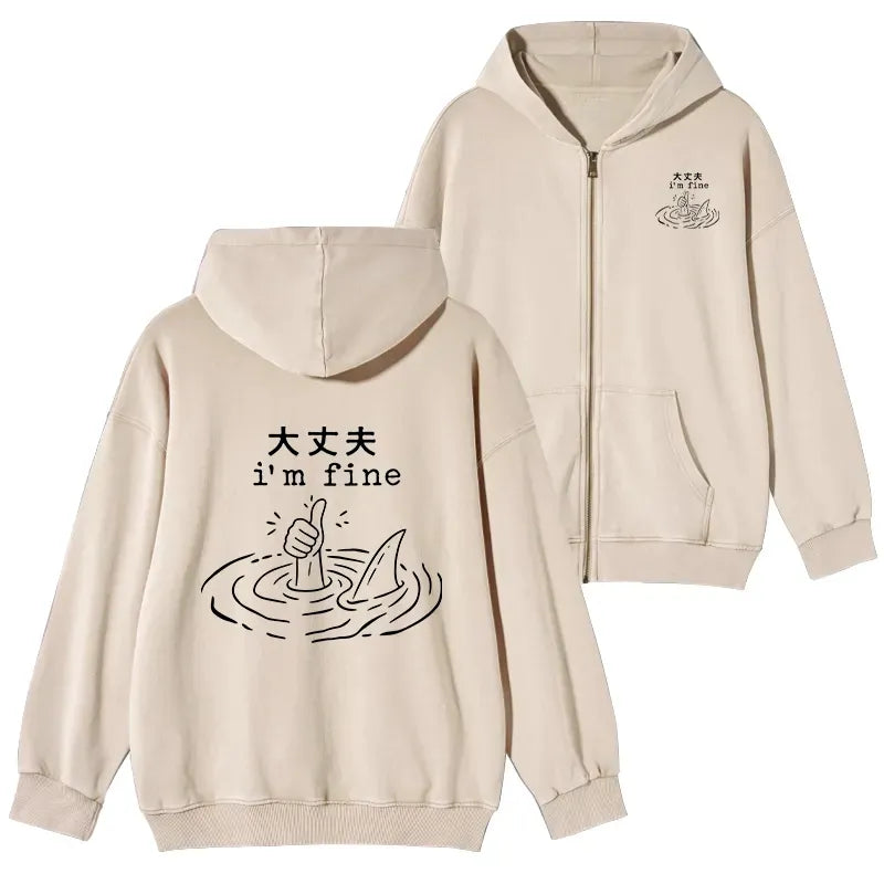 Kyoto lion graphic zip hoodie