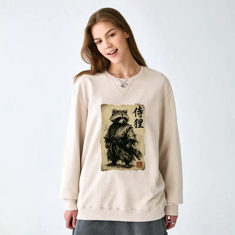 Samurai Raccoon Sweatshirt for Daily Wear