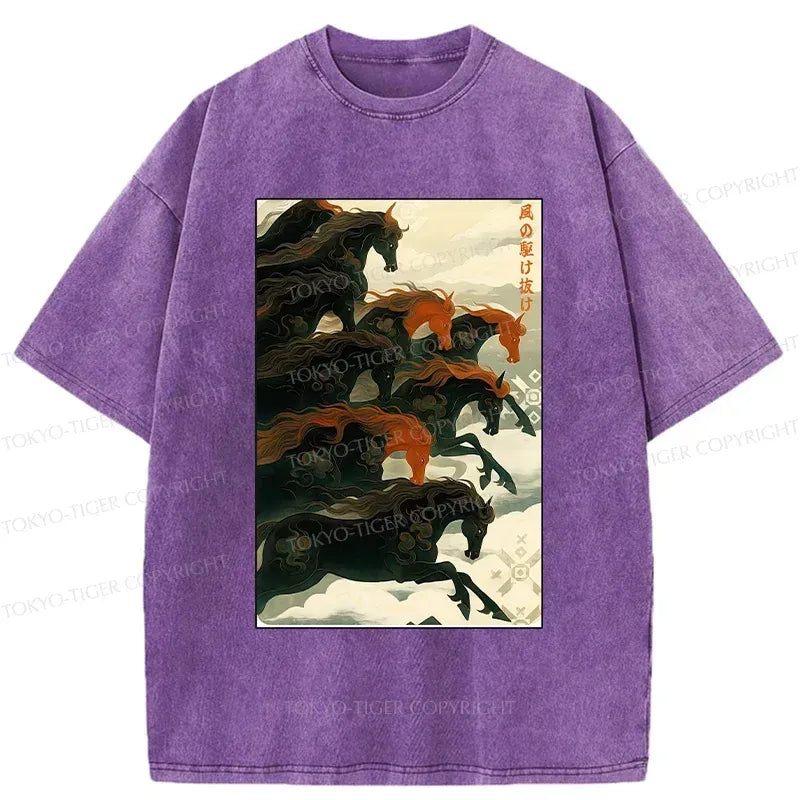 Galloping Horses Ukiyo-e T-Shirt