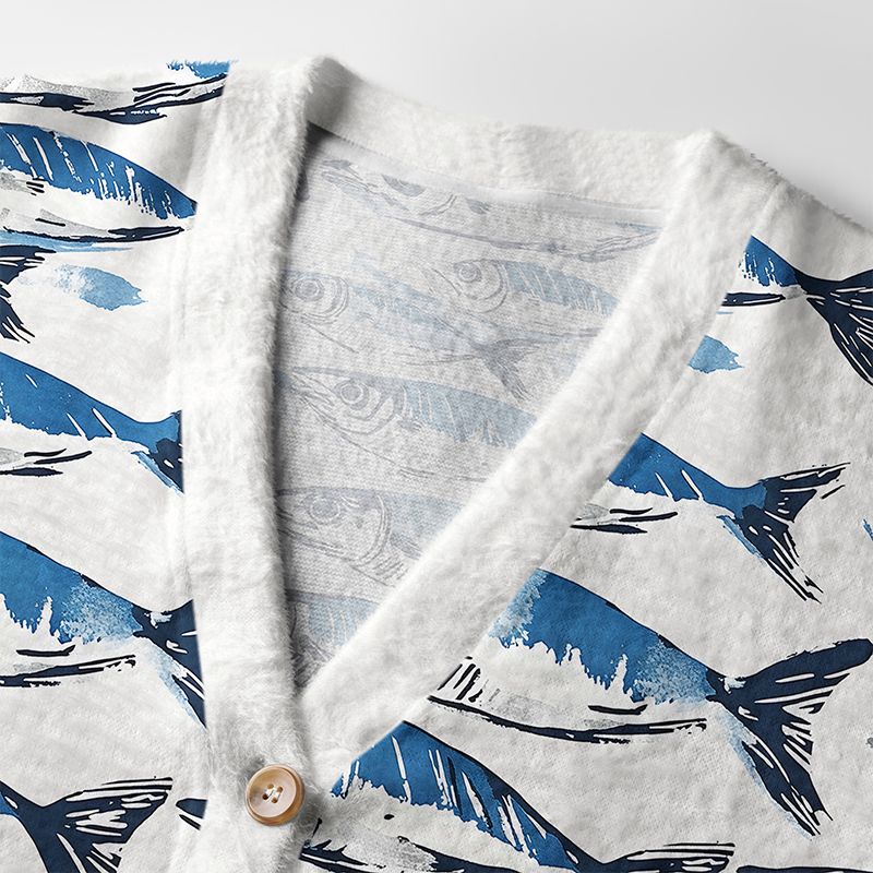 Kyoto-Lion Oceanic Fish Ugly Cardigan Sweater