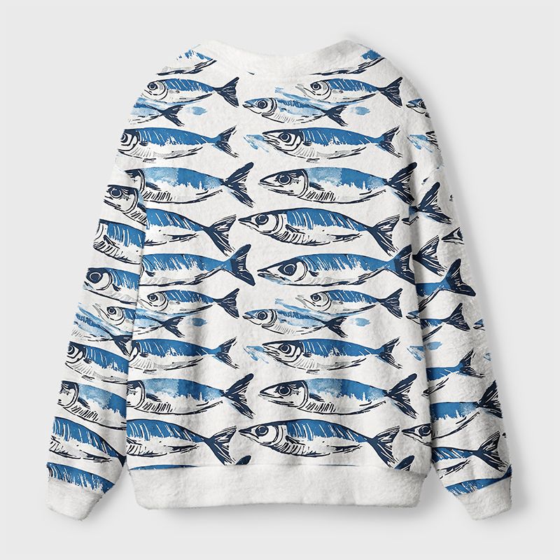 Kyoto-Lion Oceanic Fish Ugly Cardigan Sweater